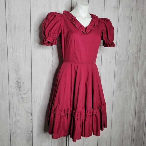 Vintage Malco Modes Red Westerm Square Dance Rockabilly Dress Size 10 - Picture 2 of 10